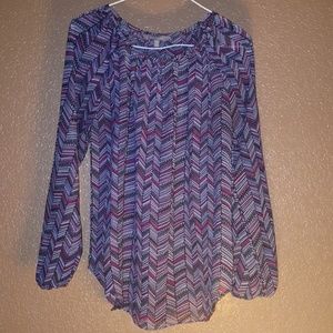 Blue Navy and red Blouse